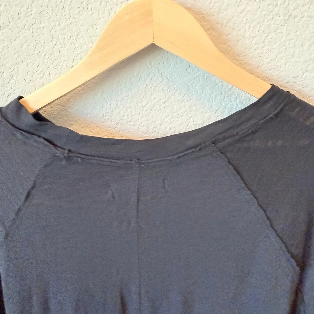 Free People We The Free Burnout Slub Tee Womens Small Black Long Sleeve